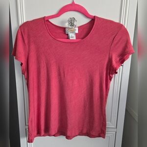 Talbots Coral Short Sleeve Silk Top Size S